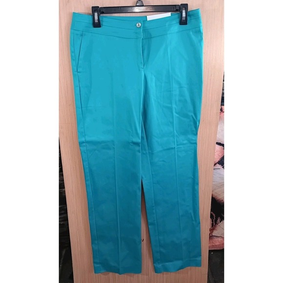 Cato 8 Womens Contemporary Trousers Viridian Green Stretch Mid Rise Slimming - Picture 1 of 8
